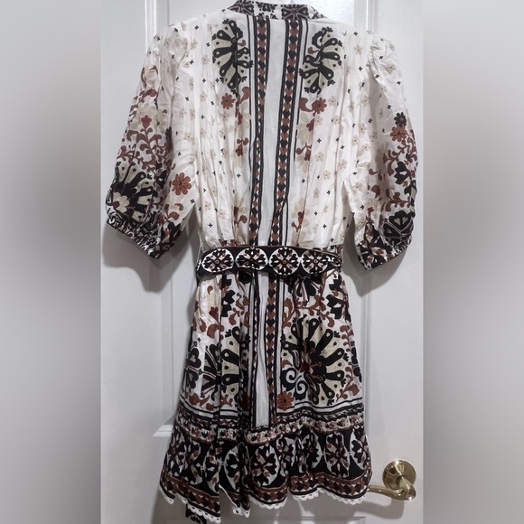 Farm Rio Flower Fan Tapestry Off-White Mini Dress - Picture 4 of 4